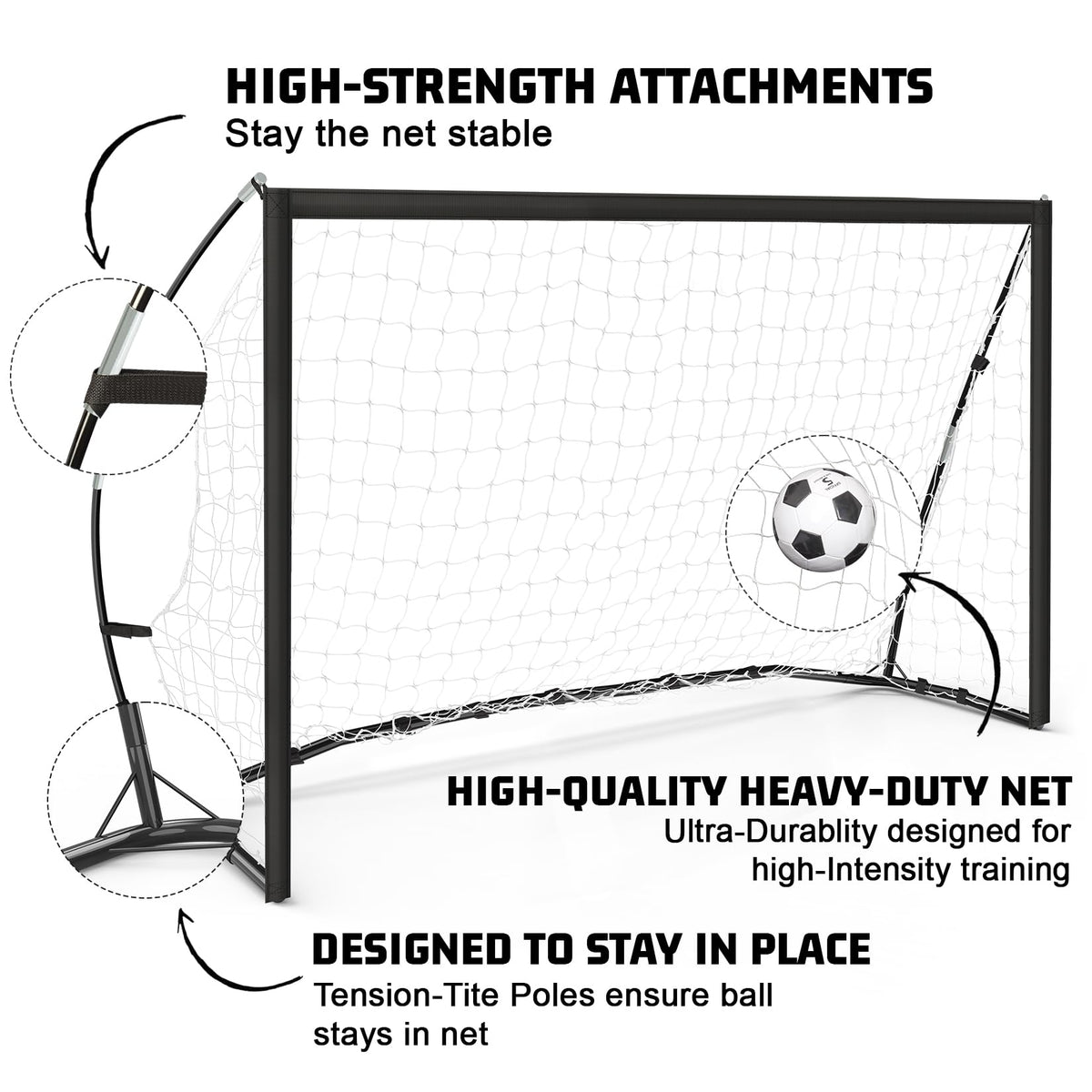 AOLIGEIJS Portable Soccer Goal for Backyard, Youth Adults Soccer Goal Set with Net + Ground Stakes, Soccer Target and Agility Speed Training Equipment