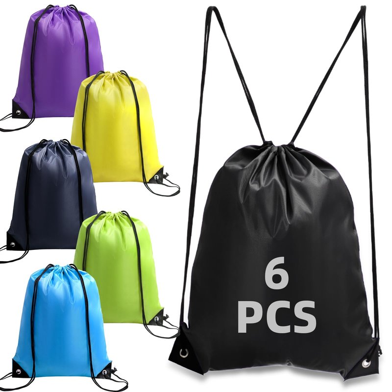 WSBArt Drawstring Backpack 6 Pcs Drawstring String Bags Draws Tring Backpack Waterproof Sports 6 Colors for Men Women