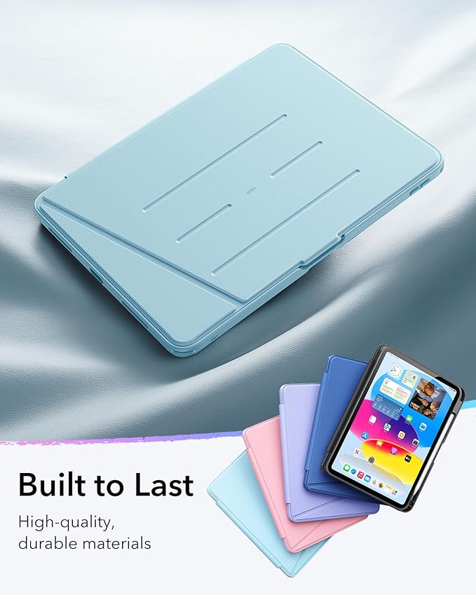 ESR for iPad A16 Case, iPad 11th/10th Generation Case (2025/2022), Vertical Stand Cover, Multi Stand Angles, Ultra-Stable Cover with Pencil Holder, Flip Series, Sky Blue