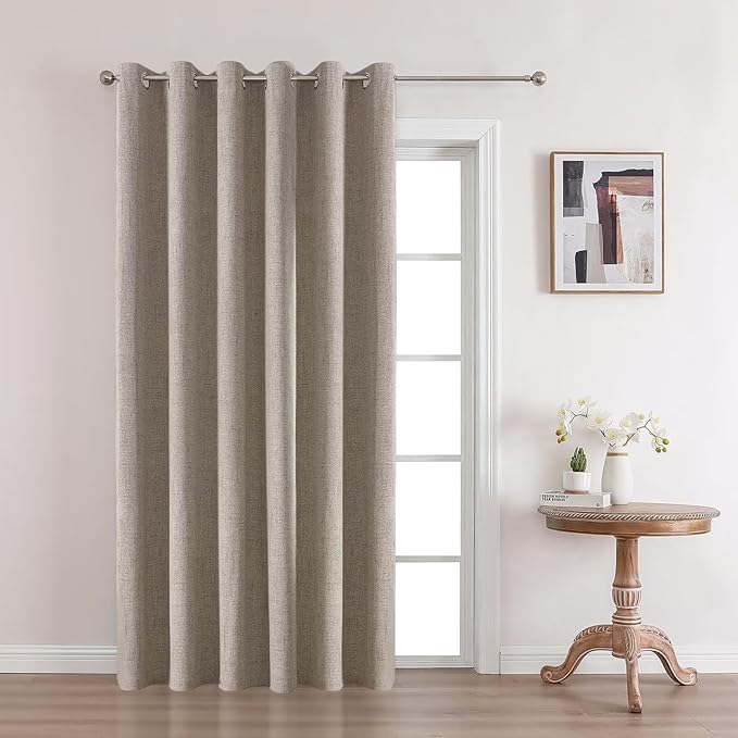 Joydeco Linen Blackout Room Divider Curtains, Extra Wide Sliding Door Drapes Living Room Curtains, 1 Panel 100W x 108L Inch Patio Door Drapes for Room Privacy