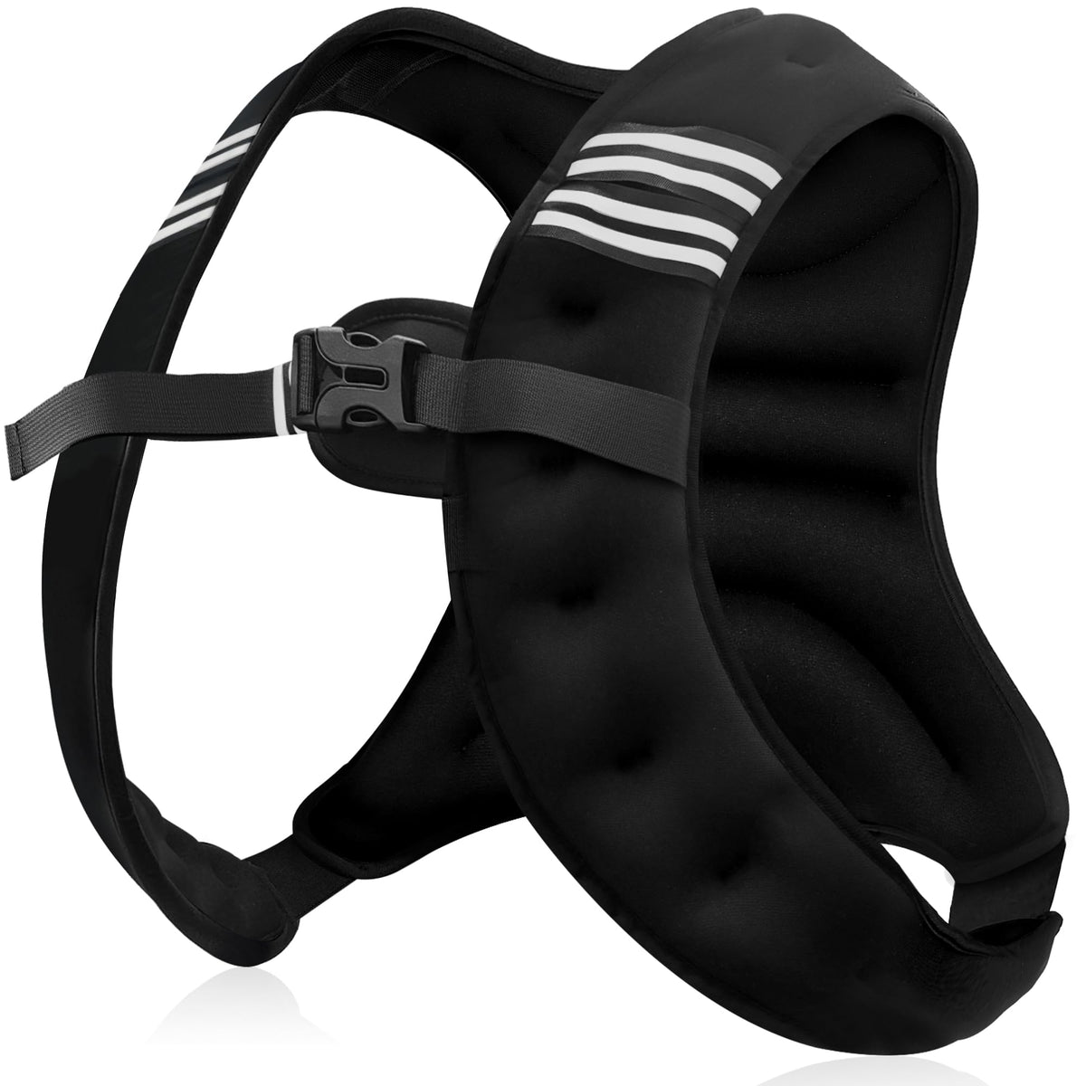 NATURELUX Weighted Vest with Reflective Stripe and Adjustable Buckle Straps, Black, 10 lbs