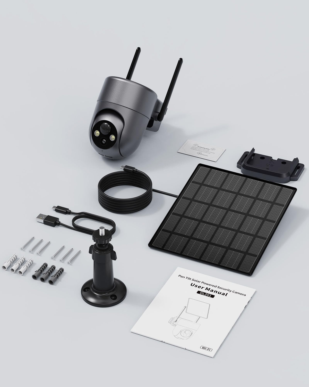 LIWAN Solar Security Cameras Wireless Outdoor, 360° View PTZ Camera for Home Security, 2K HD Color Night Vision, AI Human Detection, IP66 Weatherproof, 2.4GHz WiFi Only