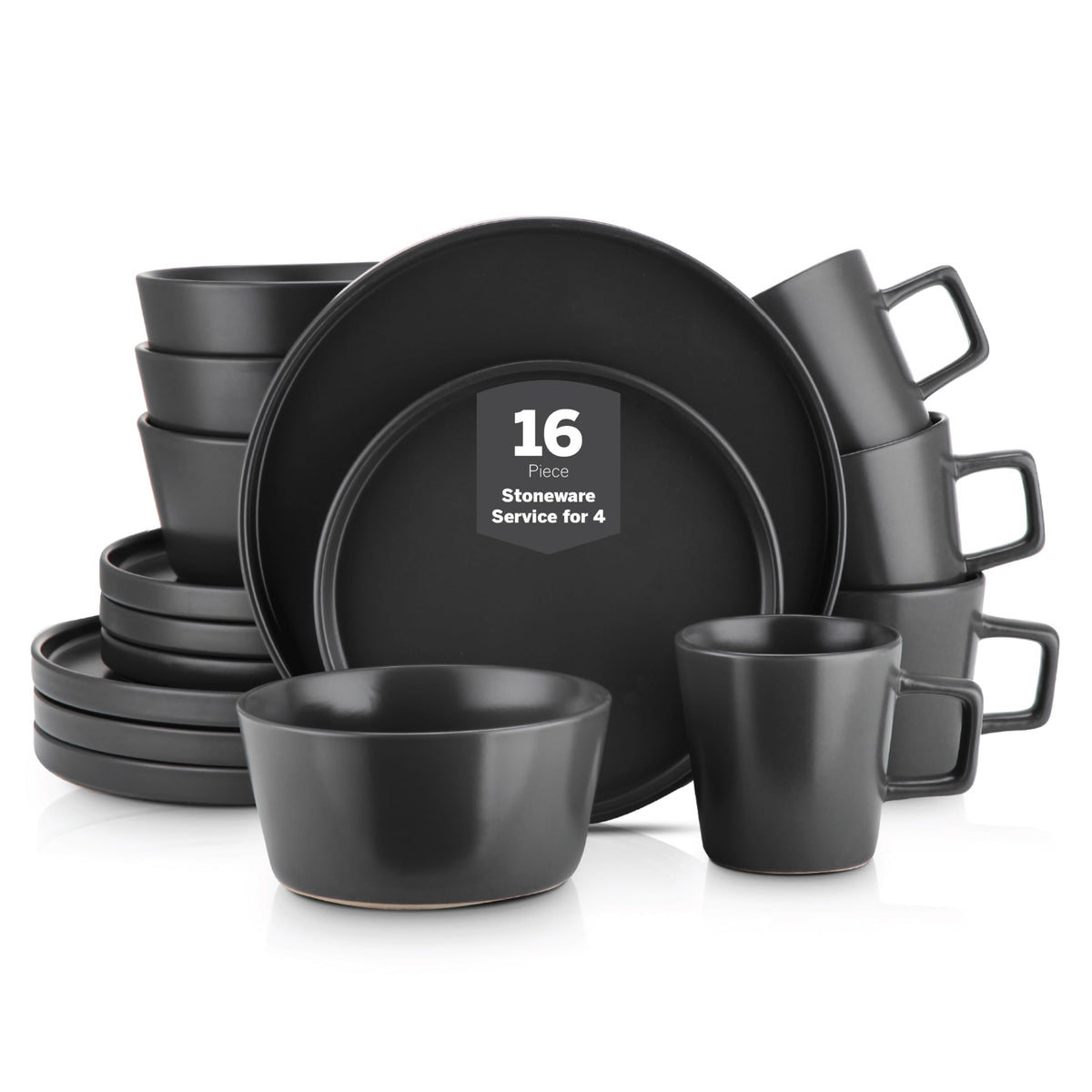 Stone Lain 32 Piece Stoneware Dinnerware Set, Service for 8, Gray Matte