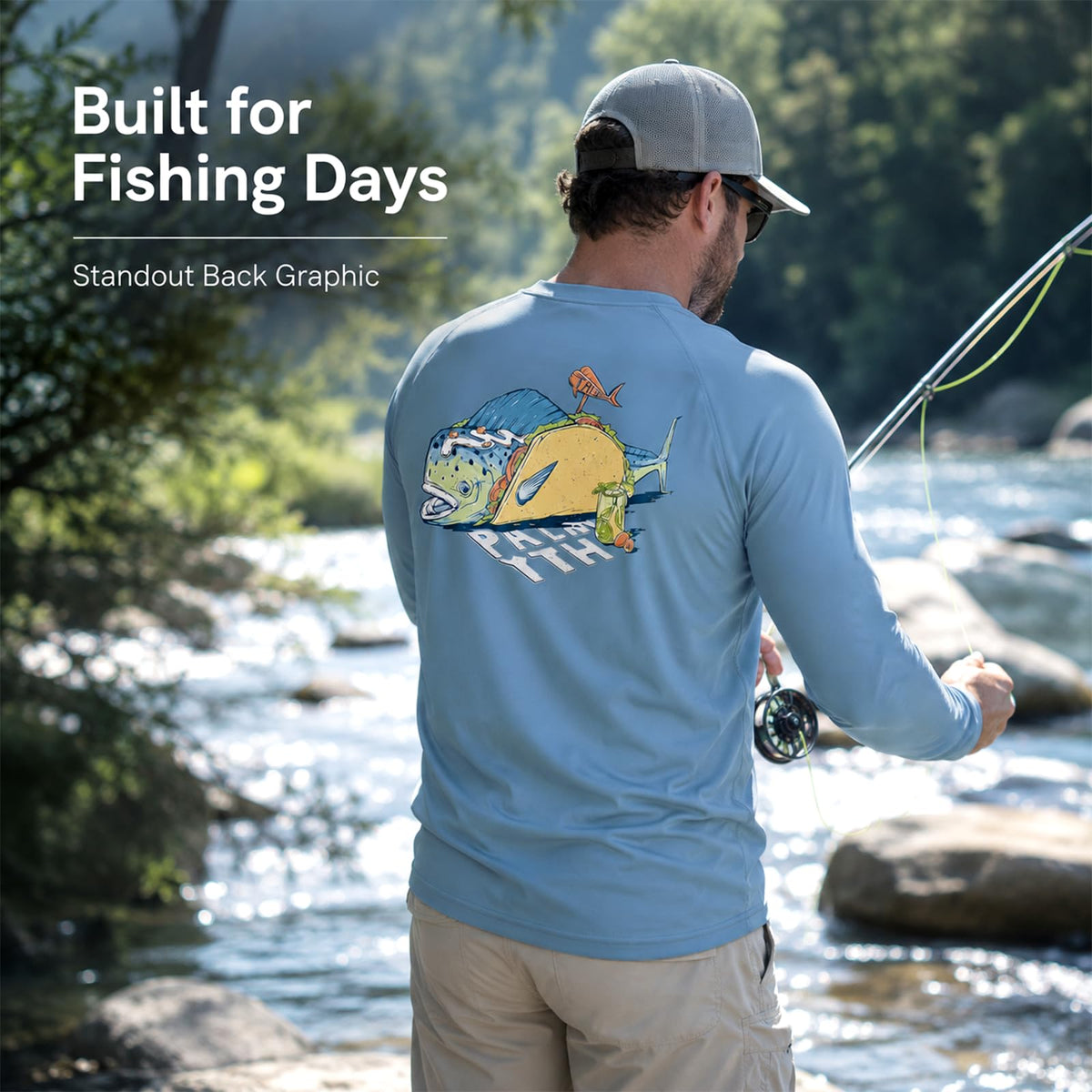 Palmyth Fishing Shirts for Men Long Sleeve UPF 50+ Quick Dry T-Shirt