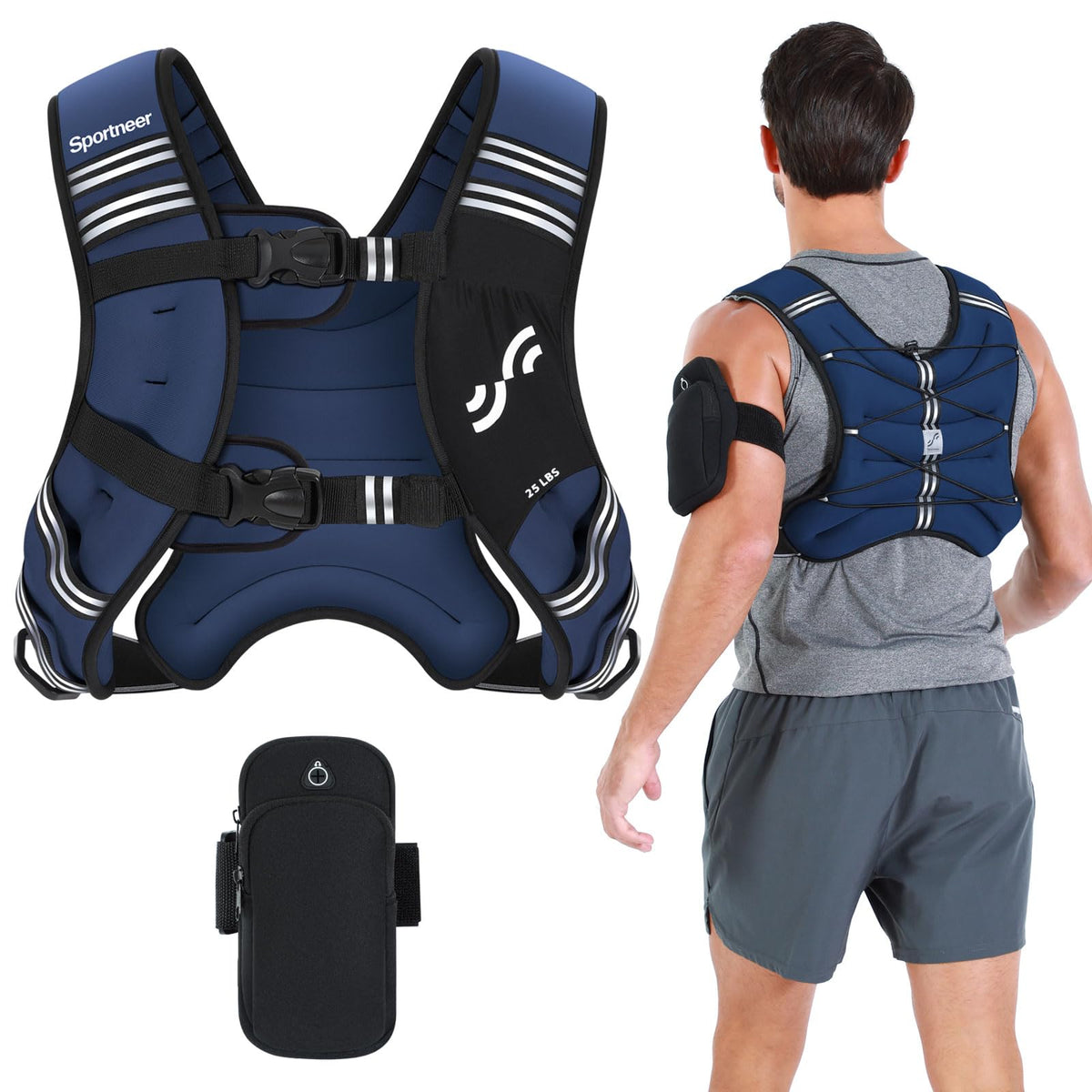 Sportneer Weighted Vest for Women 20lb Walking Weight Vest with Phone Bag