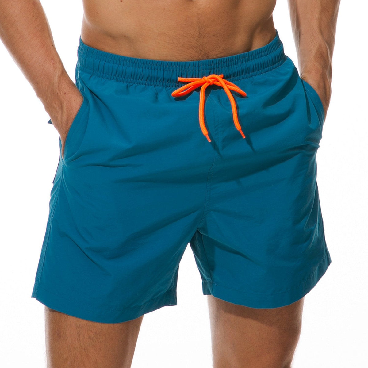 SILKWORLD Men's Swim Trunks Quick Dry Beach Shorts with Pockets,Blue,M