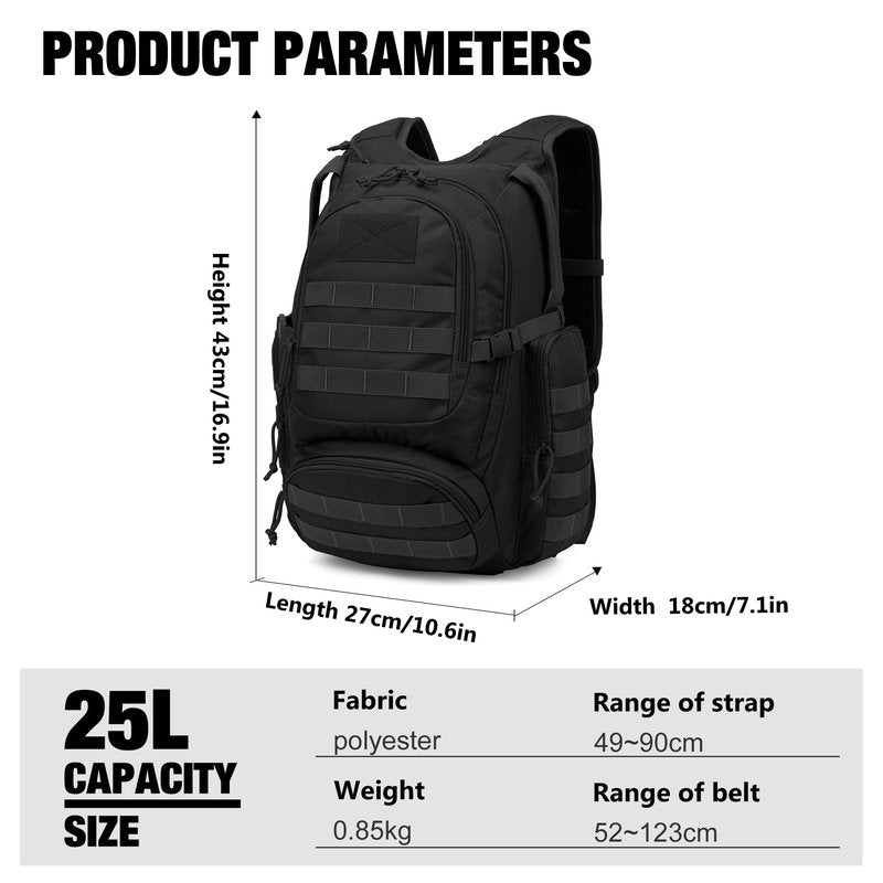 Mardingtop 25L Tactical Backpacks Molle Hiking daypacks for Camping Hiking Military Traveling Motorcycle Black