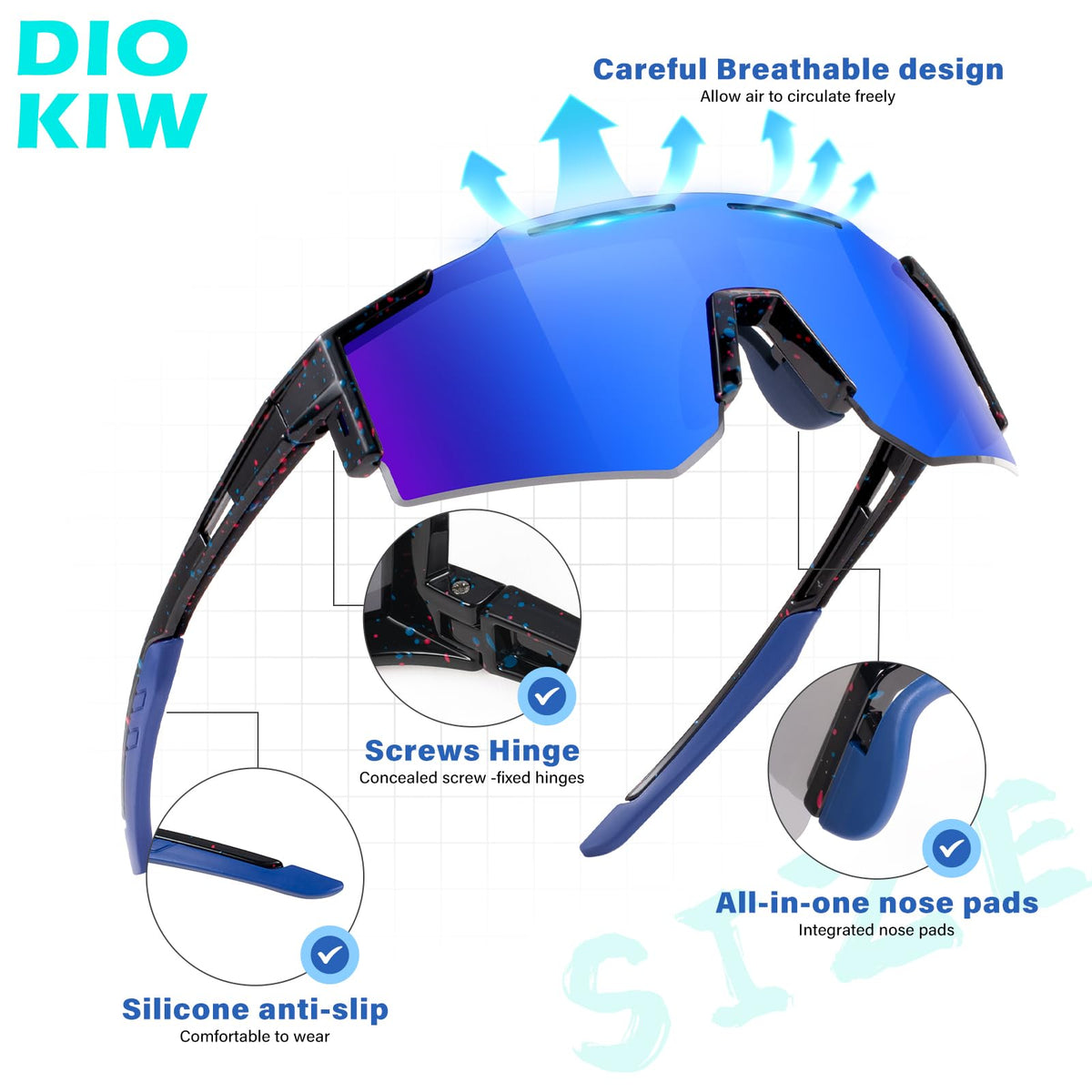 DioKiw 5PACK Polarized Kids sunglasses Youth Softball Cycling Sports Sun Glasses Boys Girls UV400 Protection Goggles