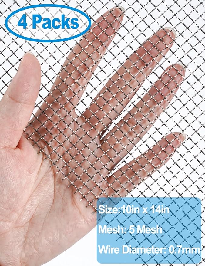 4Pack 5Mesh 10'' x 14'' Wire Mesh Screen, 304 Stainless Steel Anti-Rusted Mesh