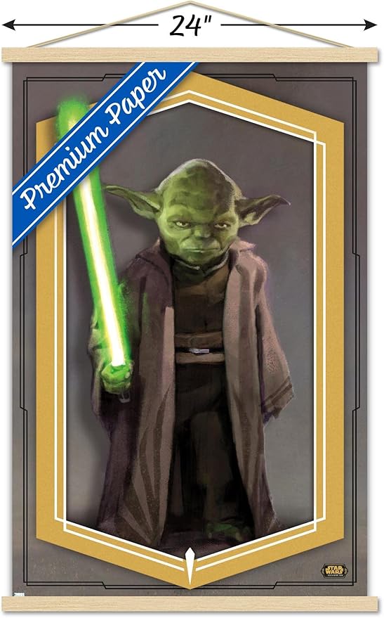 Trends International Star Wars: The High Republic - Yoda Wall Poster, 22.375" x 34", Premium Print and Beechwood Hanger Bundle