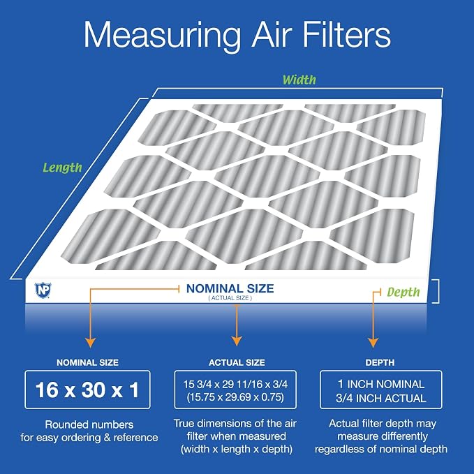 Nordic Pure 16x30x1 Furnace Air Filters MERV 10 Pleated Plus Carbon 4 Pack