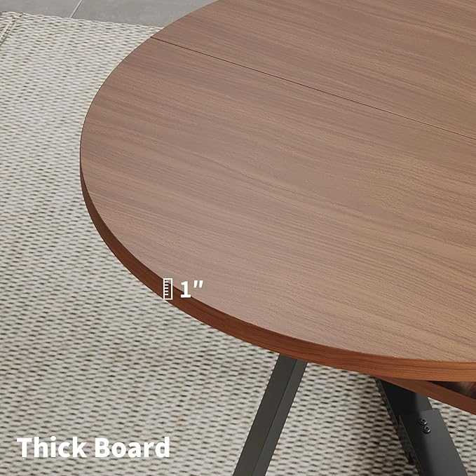 Walnut Round Dining Table Set for 4, Mid-Century Modern Kitchen Table and Chairs, Small Space Dining Room Furniture for Apartment, Breakfast Nook or Studio (Boxwood-Storage Table+4 Black Chairs)