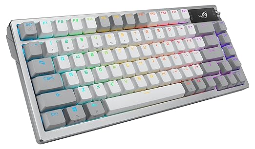 ASUS ROG Azoth Wireless Mechanical Gaming Keyboard – 75% TKL, Tri-Mode Connectivity, Hot Swappable Pre-lubed ROG NX Storm Clicky Switches, PBT Keycaps, RGB, OLED Display, PC/Mac Support - White