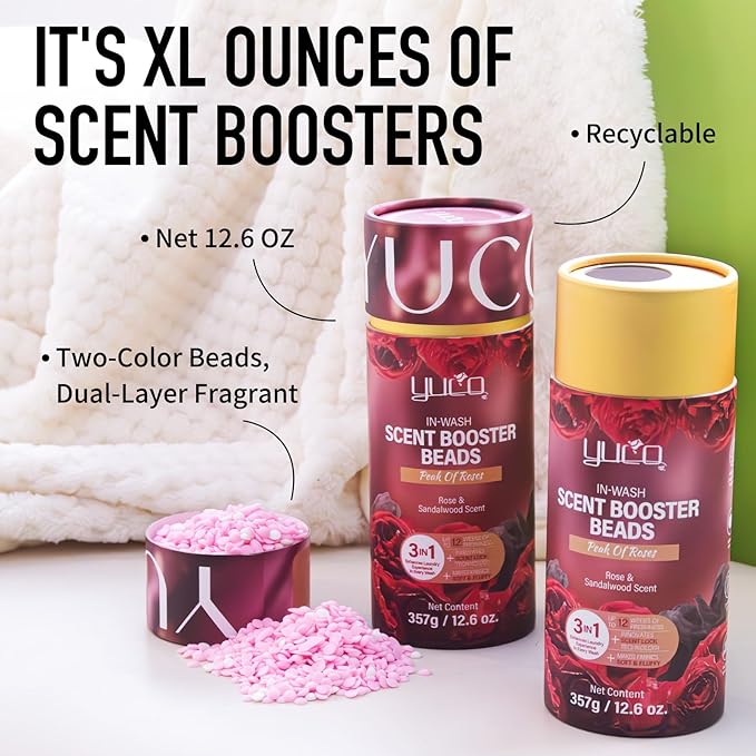 YUCO Scent Beads Laundry Natural,Ultra-Concentrated Two-Color Laundry Beads,Effective Fabric Deodorizer,Soften,Static Free,Microcapsule Technology Scent Lock Fresh Last 12Weeks(Ocean Cedarwood,12.6OZ)