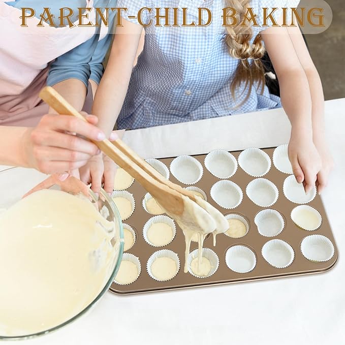 Nsmykhg 24-Cup Nonstick Mini Cupcake & Muffin Pans - Carbon Steel Baking Pans, 3 Pack, Durable Muffin Tin, Easy to Clean, Perfect for Baking Cupcakes & Mini Muffins, Oven Safe, BPA-Free