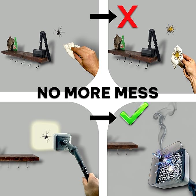 New Powerful Handheld Insect Zapper, Walls, Ceilings Indoor Spider Zapper, Cockroach Zapper, Insect Exterminator, Rechargeable