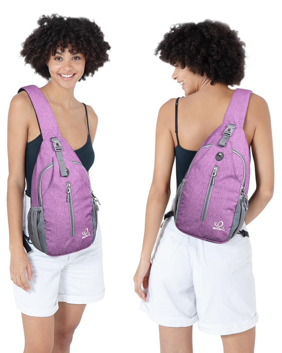 WATERFLY Small Hiking Sling Bag: Crossbody Sling Backpack Chest Bag Daypack for Men Women with Skin-Friendly Shoulder Strap