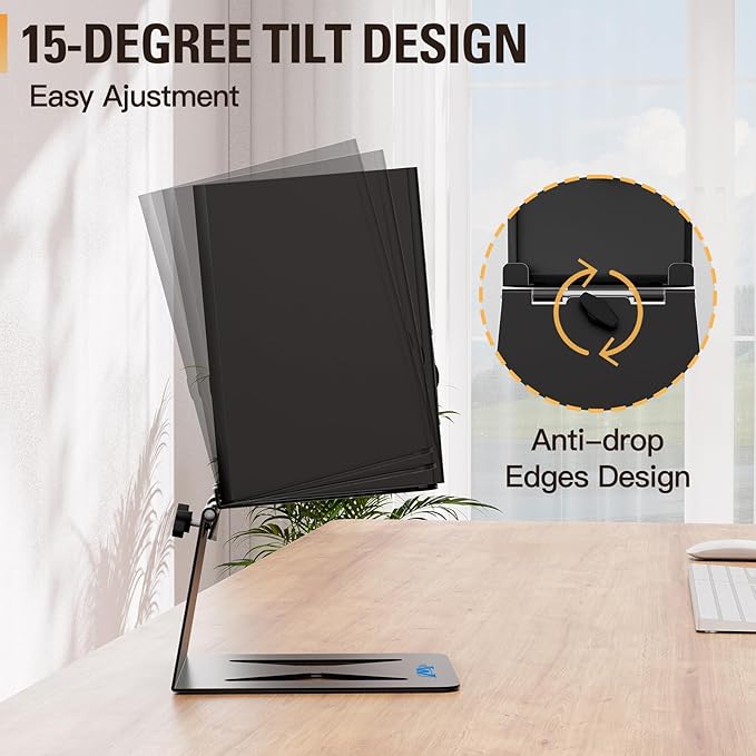 Mounting Dream Desktop Speaker Stand, Tilted Studio Monitor up to 15°with Anti-Vibration Pads, Set of 2 Bookshelf Speaker Stand, Surround Sound Speaker Stand -33 LBS