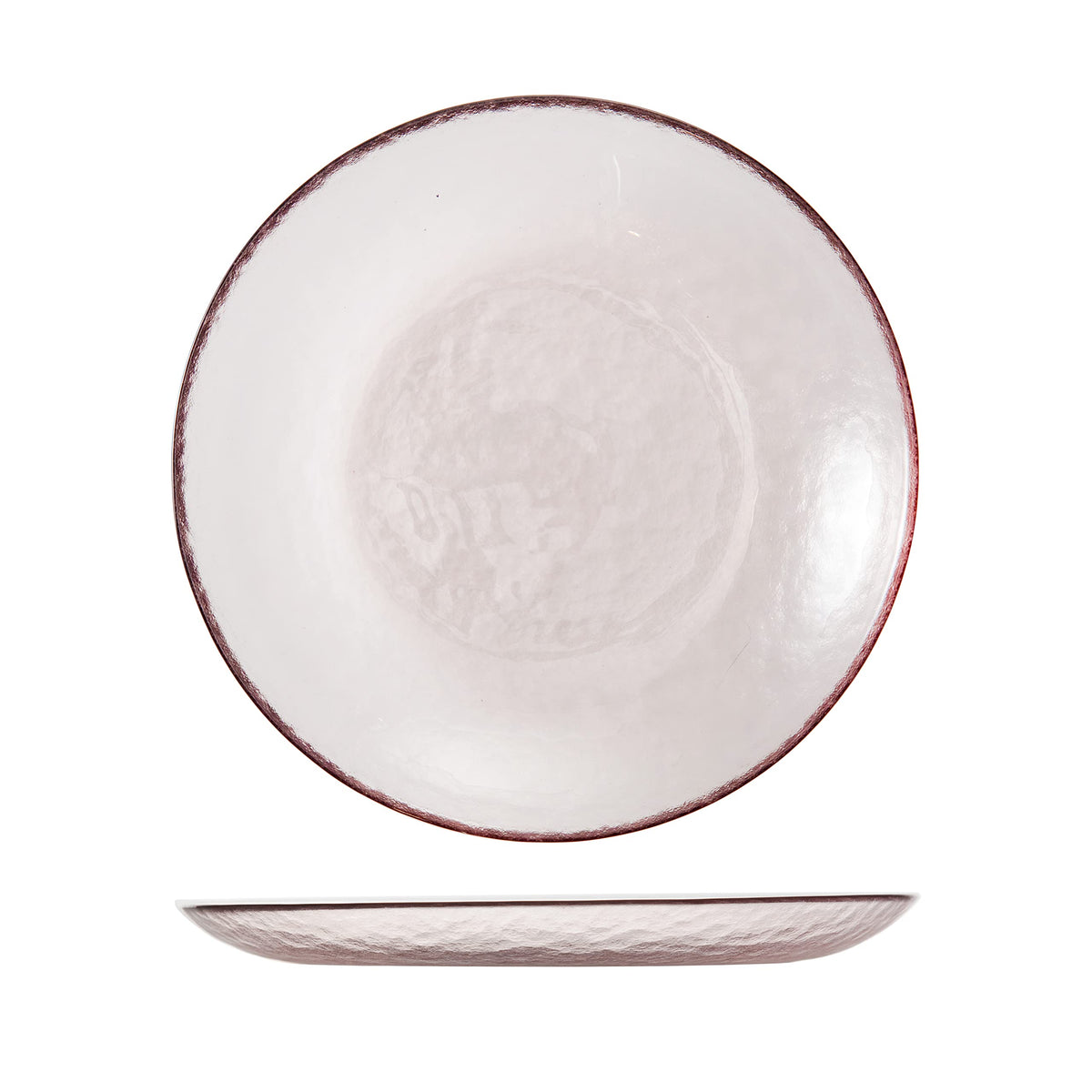 FORTESSA Los Cabos Tableware, 16-Piece Glass Dinnerware Set with 4 Dinner Plates, 4 Salad Plates, 4 Coupe Bowls and 4 Cereal Bowls, Dishwasher-Safe Glass Plate Set, Pink