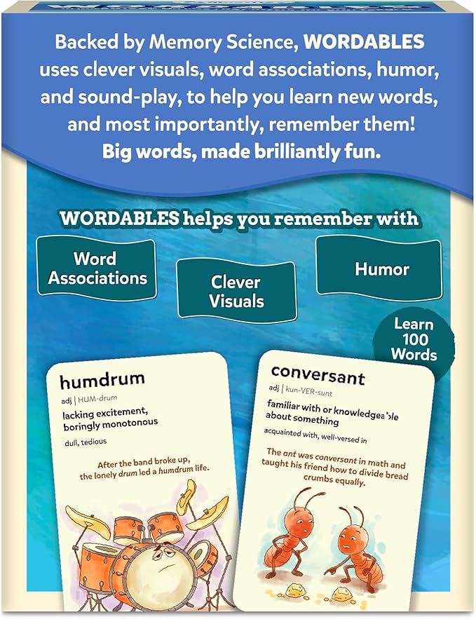 Skillmatics Vocabulary Flash Cards for Kids - Learn 100 Words with Wordplay, Visuals & Soundplay, Educational Gift for Ages 10, 11, 12, & Up, Screen-Free Language Game