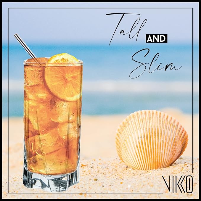 Vikko Drinking Glasses, 12 Oz Drinking Glasses Set of 6, Crystal Clear Glass Cups for Water or Juice, Highball Glass Tumbler & Water Glasses for Drinking