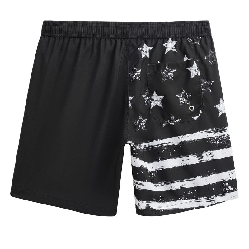 maamgic Mens Swim Trunks Quick Dry Swim Shorts with Mesh Lining Funny Swimwear Bathing Suits 7inch Left American Flag X-Small