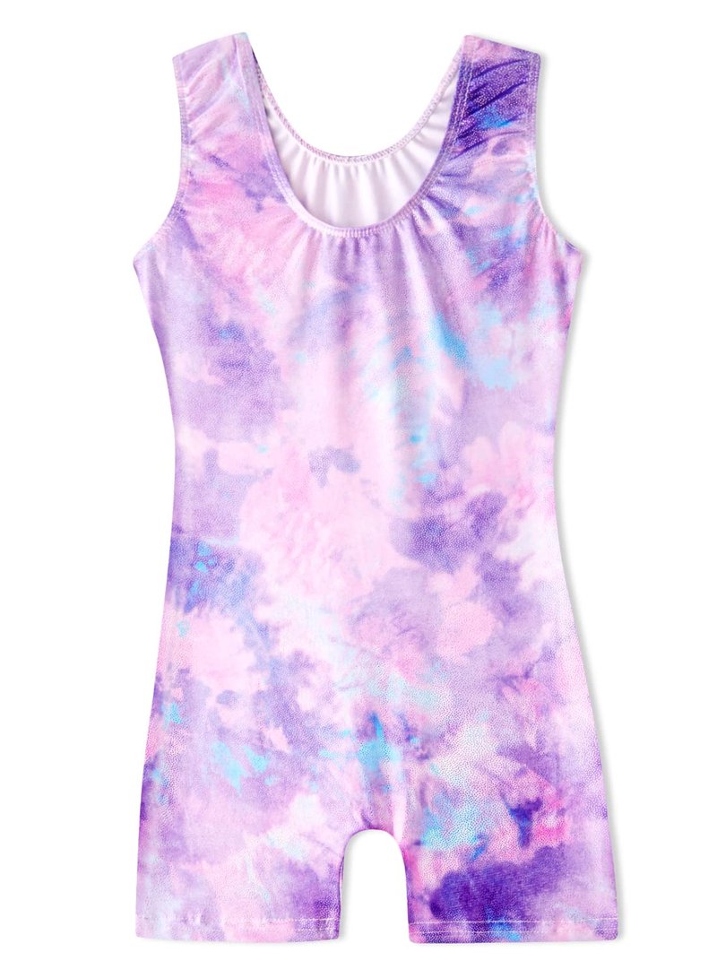 HOZIY Purple Tie Dye Leotards for Girls Gymnastics Size 6-7 Year Old Biketards Bodysuits Kids Leo Tumbling Outfits Child Dance Clothes Clothing Leotardos Para Gimnasia Ninas