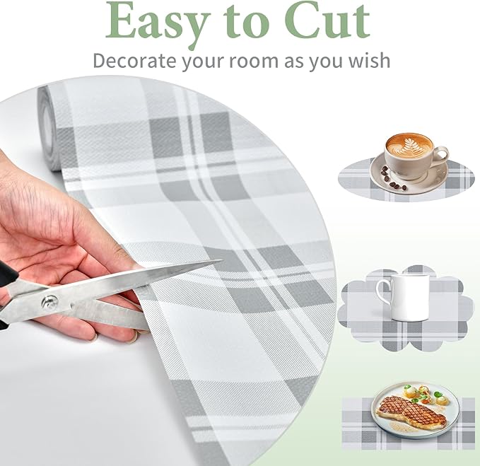 Drawer and Shelf Liner for Kitchen Cabinet: 12 in X 20 Ft Non Slip Waterproof Shelf Paper Non Adhesive Refrigerator Liners Light Grey Lattice Easy Liners for Bathroom