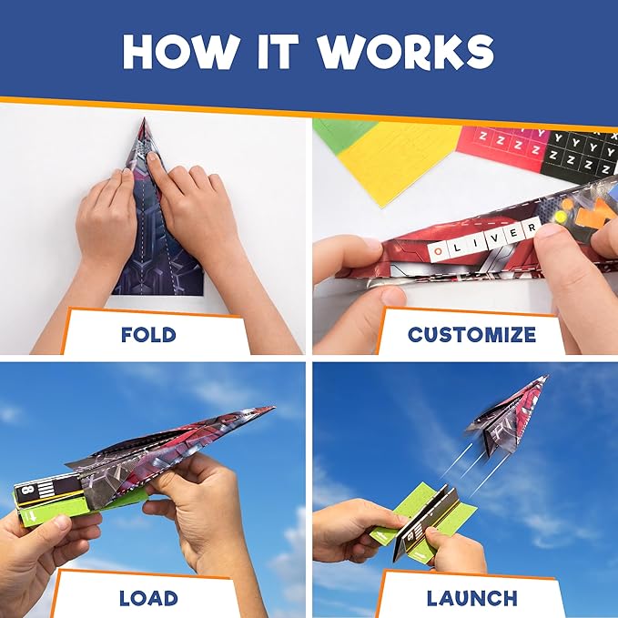 Doctor Jupiter Paper Airplane Book Kit for Kids Ages 6+ | Make & Fly 120+ Paper Airplanes with 1200+ Stickers | Birthday Gift Ideas for 6-7-8-9-10 Year Old Boys & Girls | STEM Airplane Toy, Craft Kit