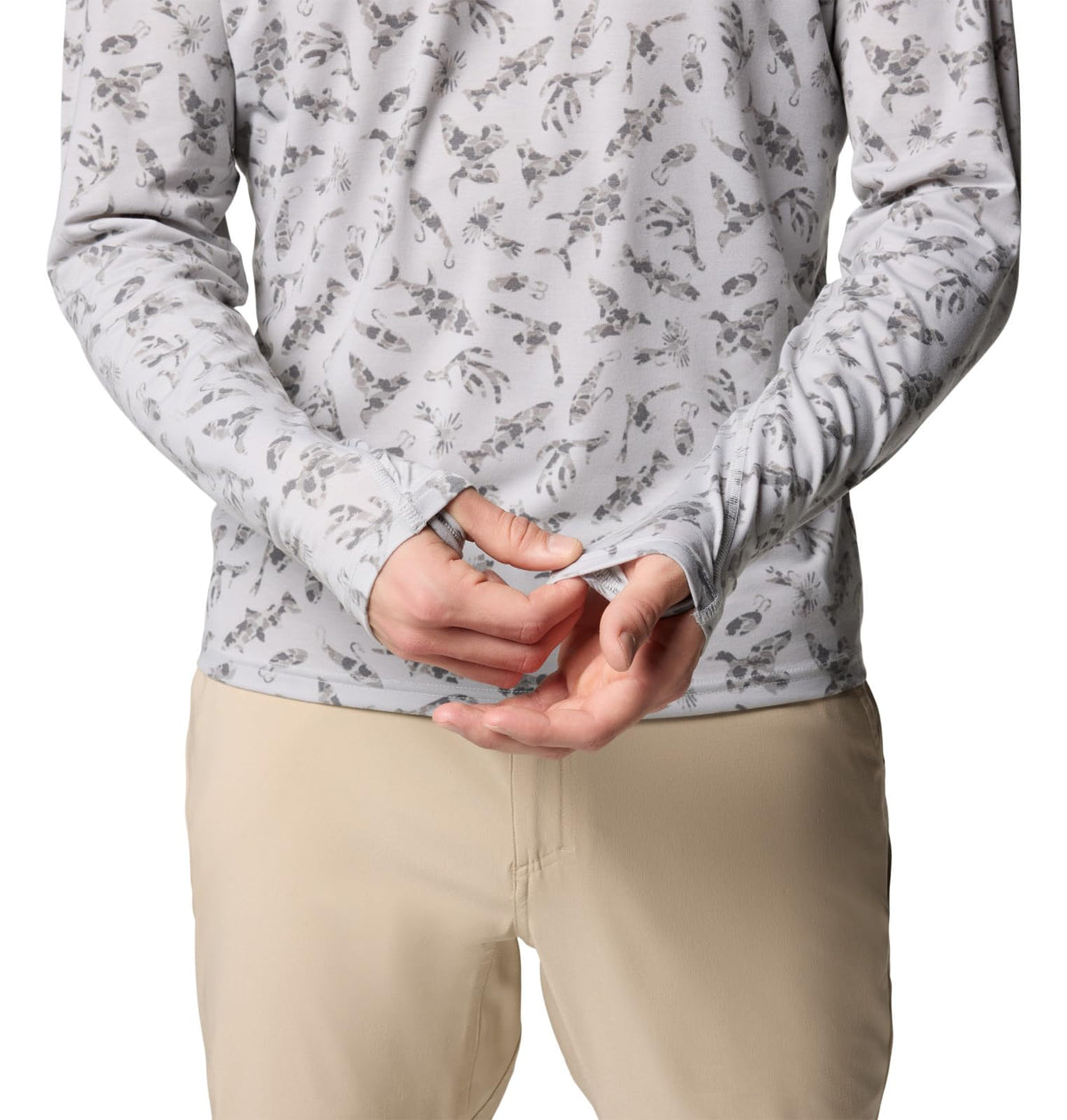 Columbia Men's PFG Uncharted Long Sleeve Sun Protection Hoodie, Cool Grey Huntfish, X-Large