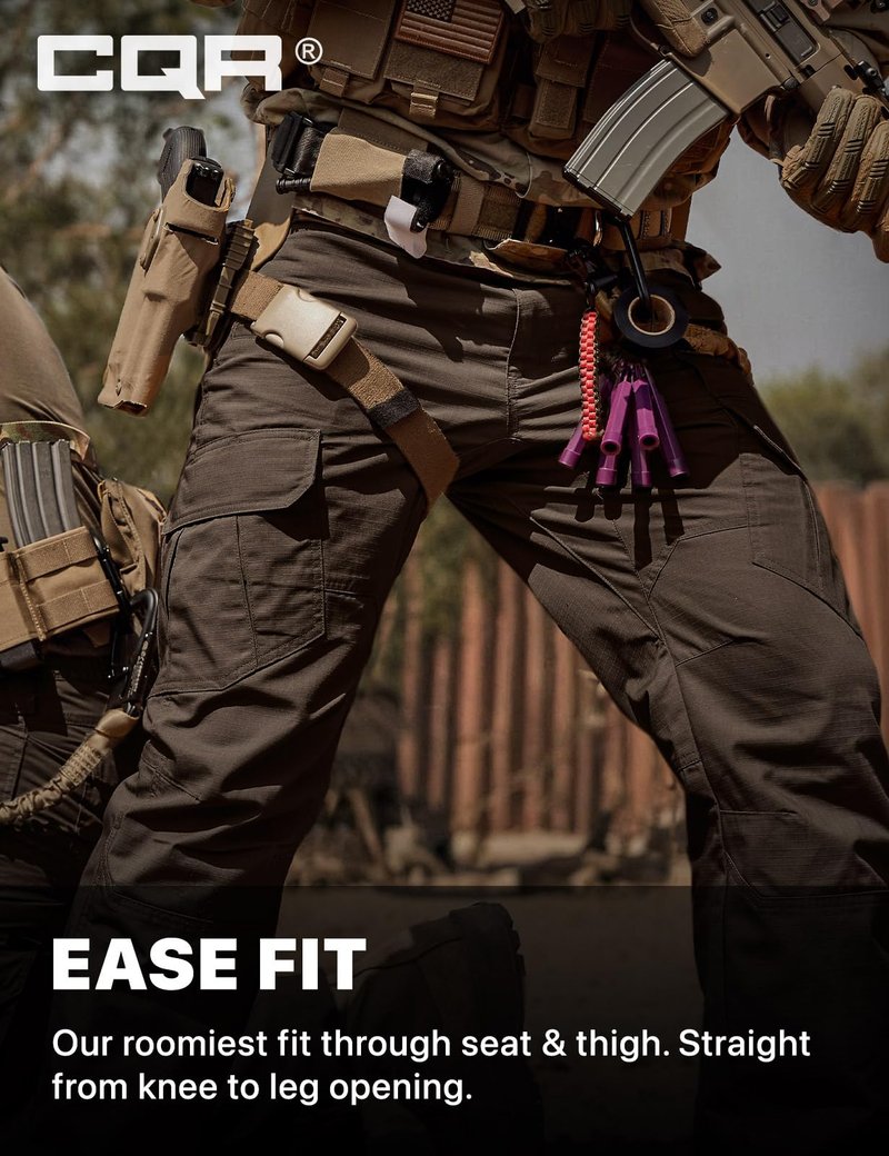 CQR Men's Tactical Pants, Water Resistant Ripstop Cargo Pants, Lightweight EDC Work Hiking Pants, Outdoor Apparel, Duratex Mag Pocket Dark Brown, 38W x 30L