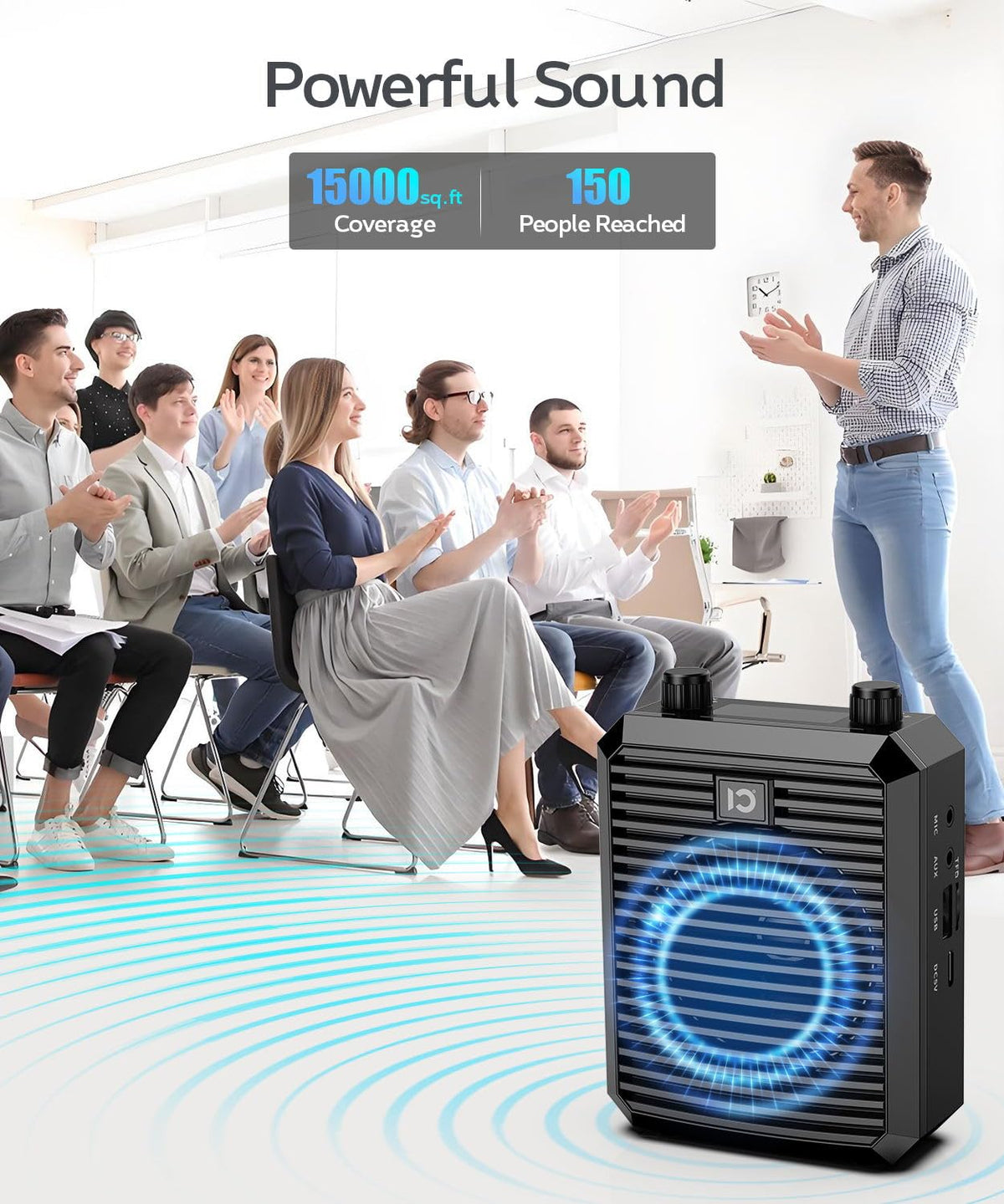 SHIDU 18W Voice Amplifier for Teacher with Wireless Microphone Headset, Portable Bluetooth Speaker and Megaphone, Professional Power Amplifier System for Tour Guide, Speech, Yoga, Meeting