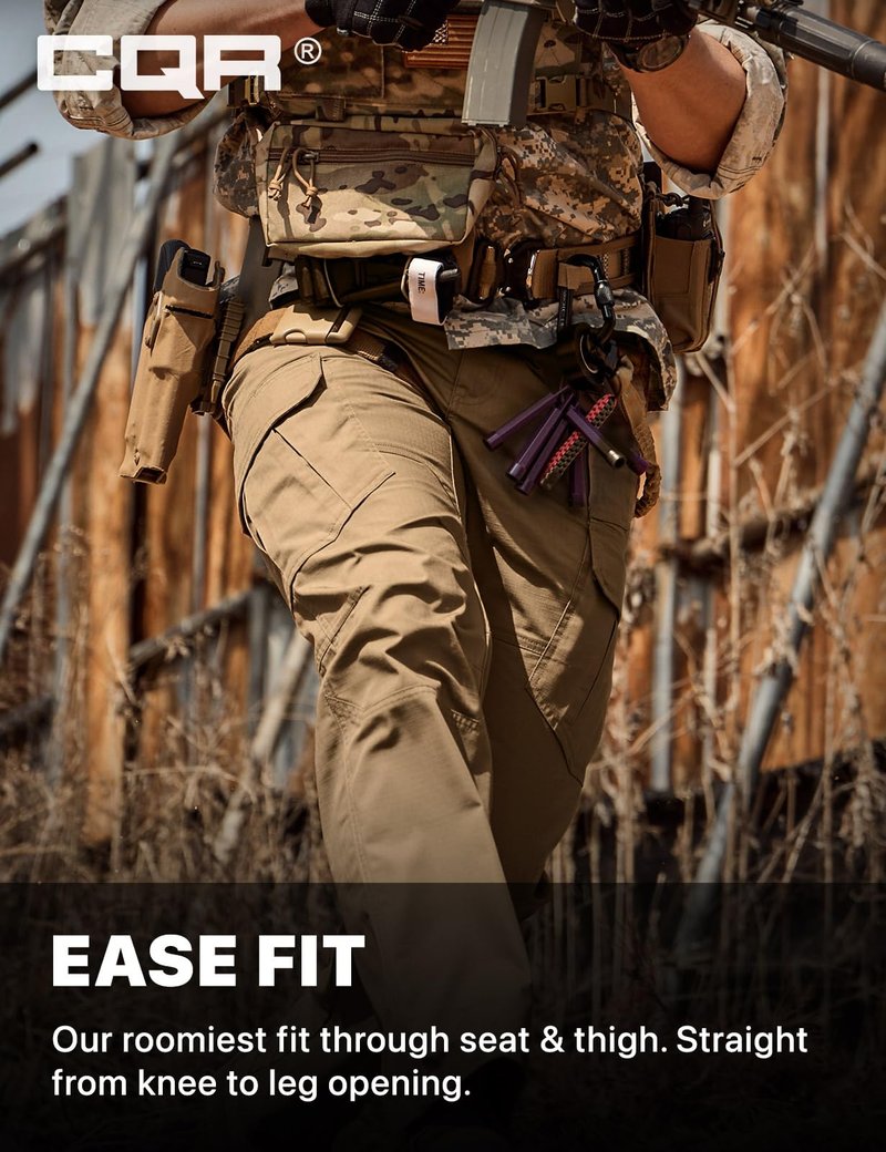 CQR Men's Tactical Pants, Water Resistant Ripstop Cargo Pants, Lightweight EDC Work Hiking Pants, Outdoor Apparel, Raider Mag Cougar, 32W x 32L