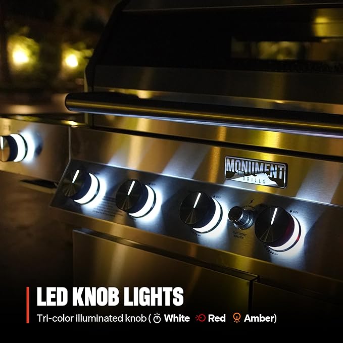 Monument Grills 6+1 Convertible Natural Gas Smart bbq Grill, 6 Burners & 1 Side Burner Stainless Steel Denali 605 with Smart Technology, Knob Controls (Without Conversion Kit)