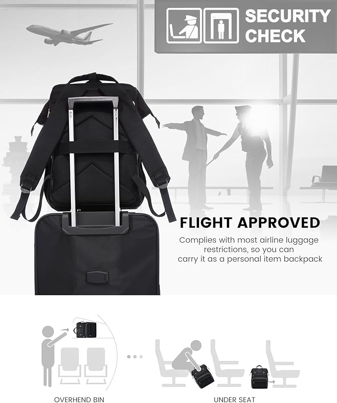 LOVEVOOK Laptop Backpack for Women, Travel with Compartment, Water Resistant Teacher Nurse Backpack, Anti-theft Back Pack Charger Work Doctor, 15.6-Inch, Black