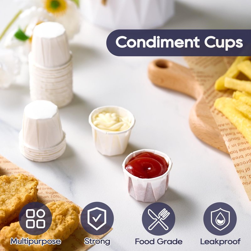 LITOPAK 500 Pack 0.75 oz Disposable Paper Souffle Medicine Cups, 3/4 oz Sample Cups for Tasting Pills, Food Dessert Services, and Condiments