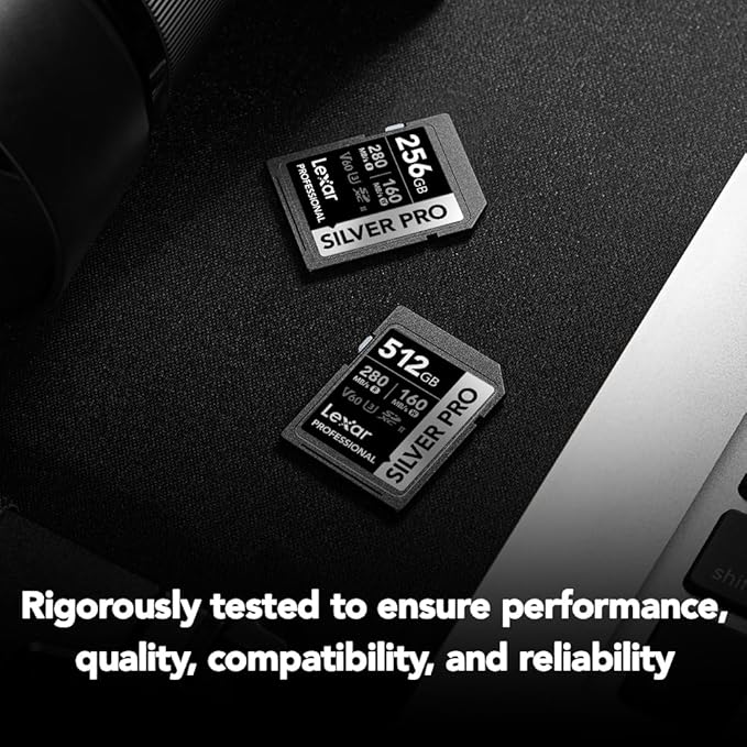 Lexar 128GB Professional SILVER PRO SD Card, UHS-II, C10, U3, V60, Full HD, 4K, Up To 280MB/s Read SDXC Memory Card, for Professional Photographer, Videographer, Enthusiast (LSDSIPR128G-BNNNU)