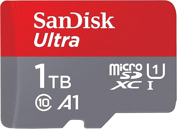 SanDisk 1TB Ultra microSDXC UHS-I Memory Card with Adapter - Up to 150MB/s, C10, U1, Full HD, A1, MicroSD Card - SDSQUAC-1T00-GN6MA [New Version]