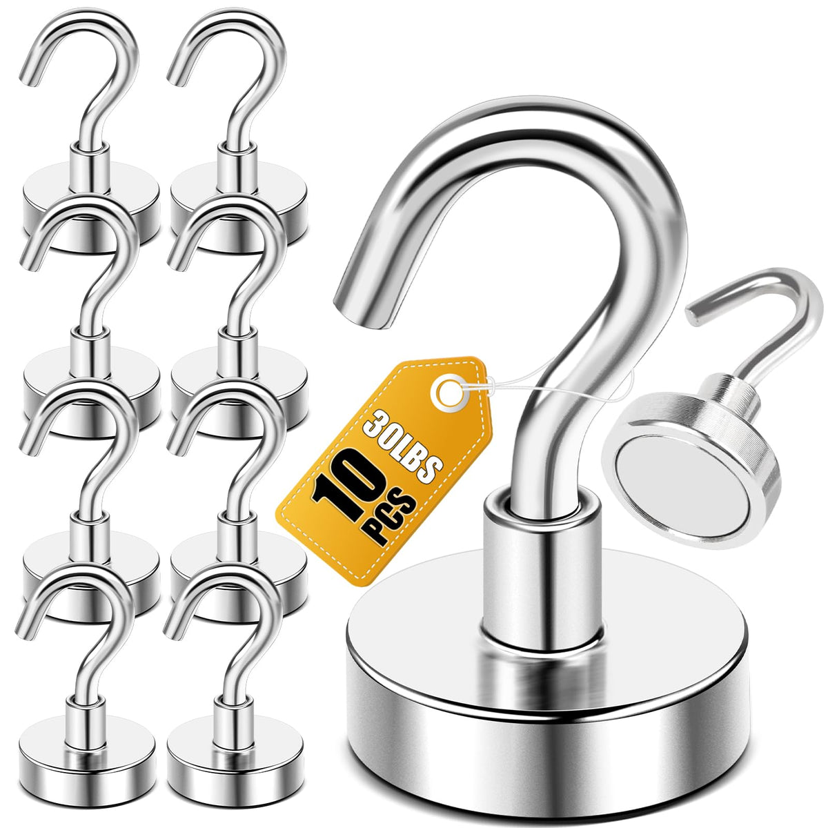 DIYMAG Magnetic Hooks, Strong Magents10 Pack 30lbs for Cuise Cabins Ship