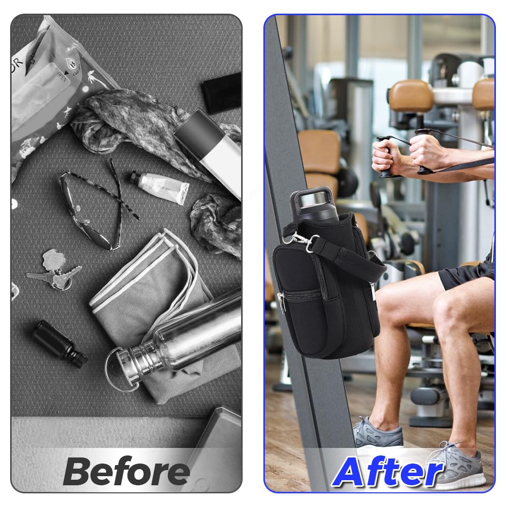 Tiiyee Magnetic Gym Bag Water Bottle Holder, Crossbody Sling Carrier Pouch
