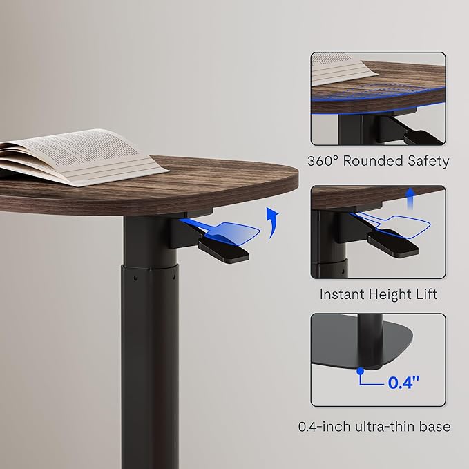 FLEXISPOT Adjustable C Table, Mobile Snack Side End Table Sofa Couch Bedside Table Laptop Cart TV Tray Night Stand for Small Space Side Table(23.6" W x 13.8" D,Rustic Brown)