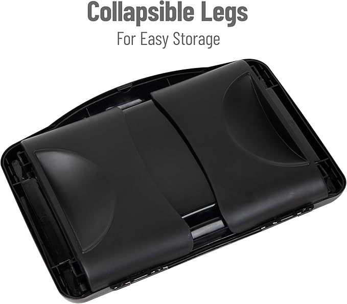 Mind Reader Lap Desk/Laptop Stand, Bed Tray, Folding Legs, Portable, Dorm, Plastic, 18.75" L x 11.25" W x 7.25" H, Black