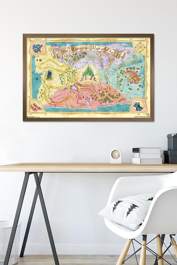 The Wizard Of Oz - Map Wall Poster, 34L" x 22.4W", Bronze Framed Version