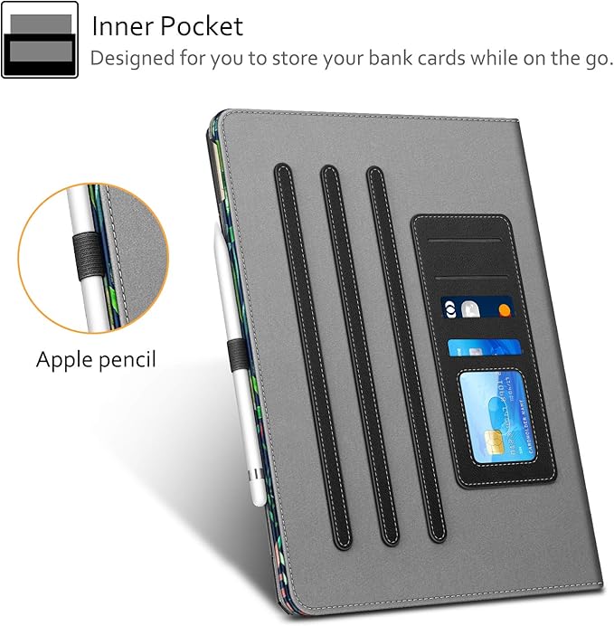 Fintie Multi-Angle Case, 2017/2015 iPad Pro 12.9 inch (Old Model) 1st & 2nd Gen Case - [Corner Protection] Folio Stand Cover with Pencil Holder & Pocket, Auto Wake/Sleep, Jungle Night