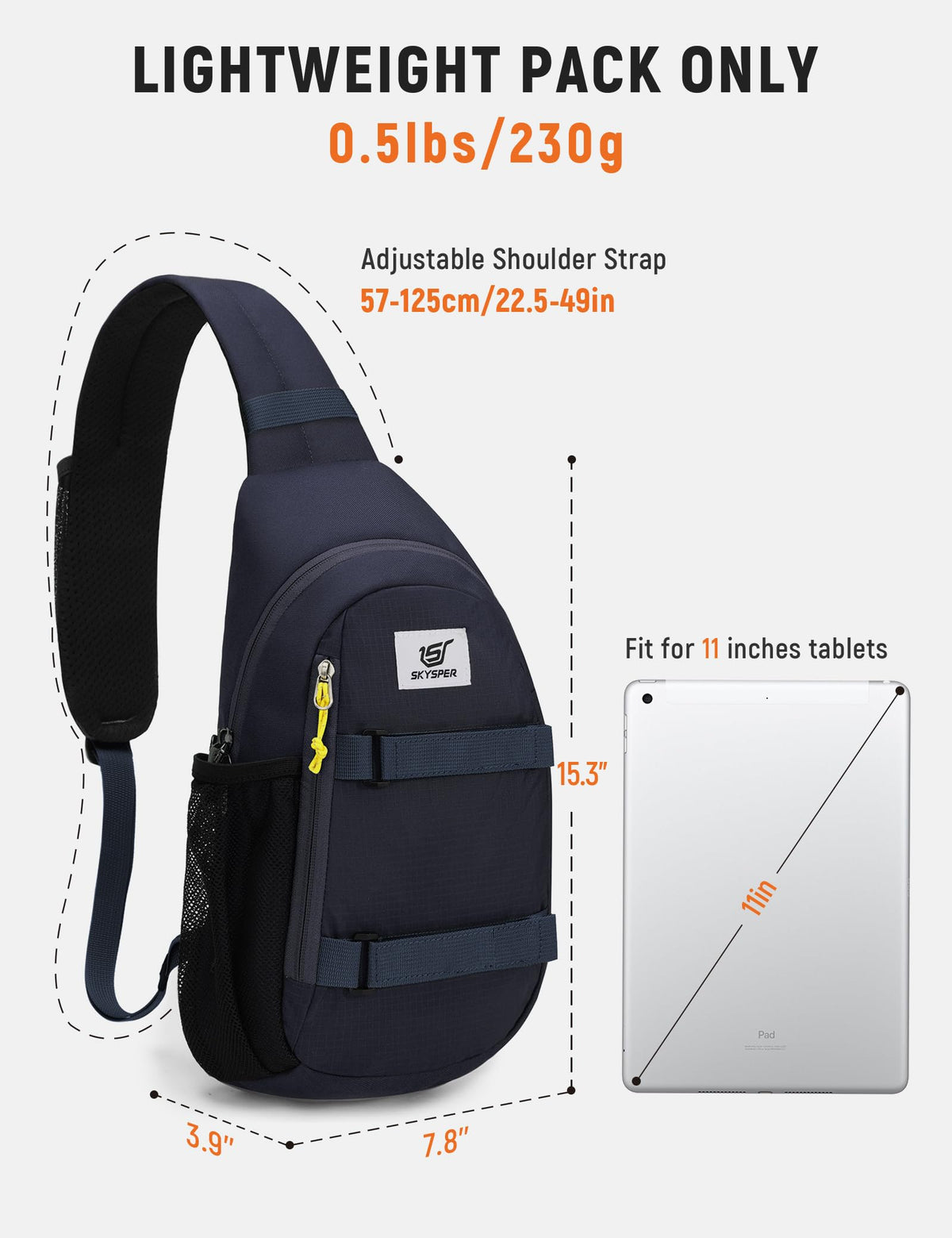 SKYSPER Sling Bag Anti-Theft RFID Crossbody Bag Travel Cross Body Backpack Shoulder Hiking Sling Daypack(Navyblue)