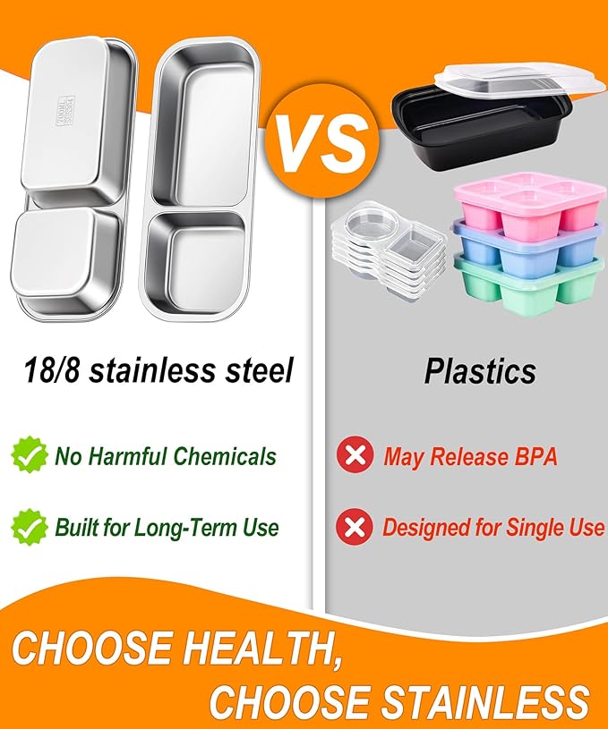 Stainless Steel Snack & Lunch Container, Kids & Adults, 21 oz, 10.7 in Long