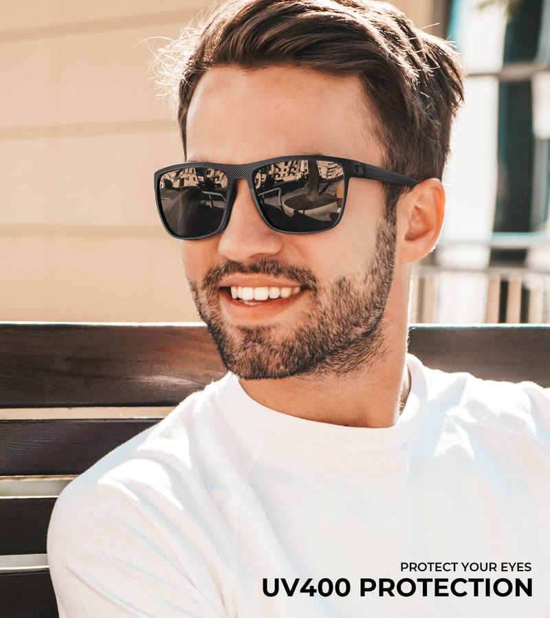 KALIYADI Polarized Sunglasses Men, Lightweight Mens Sunglasses Polarized UV Protection Driving Fishing Golf (Black/G15/Brown)