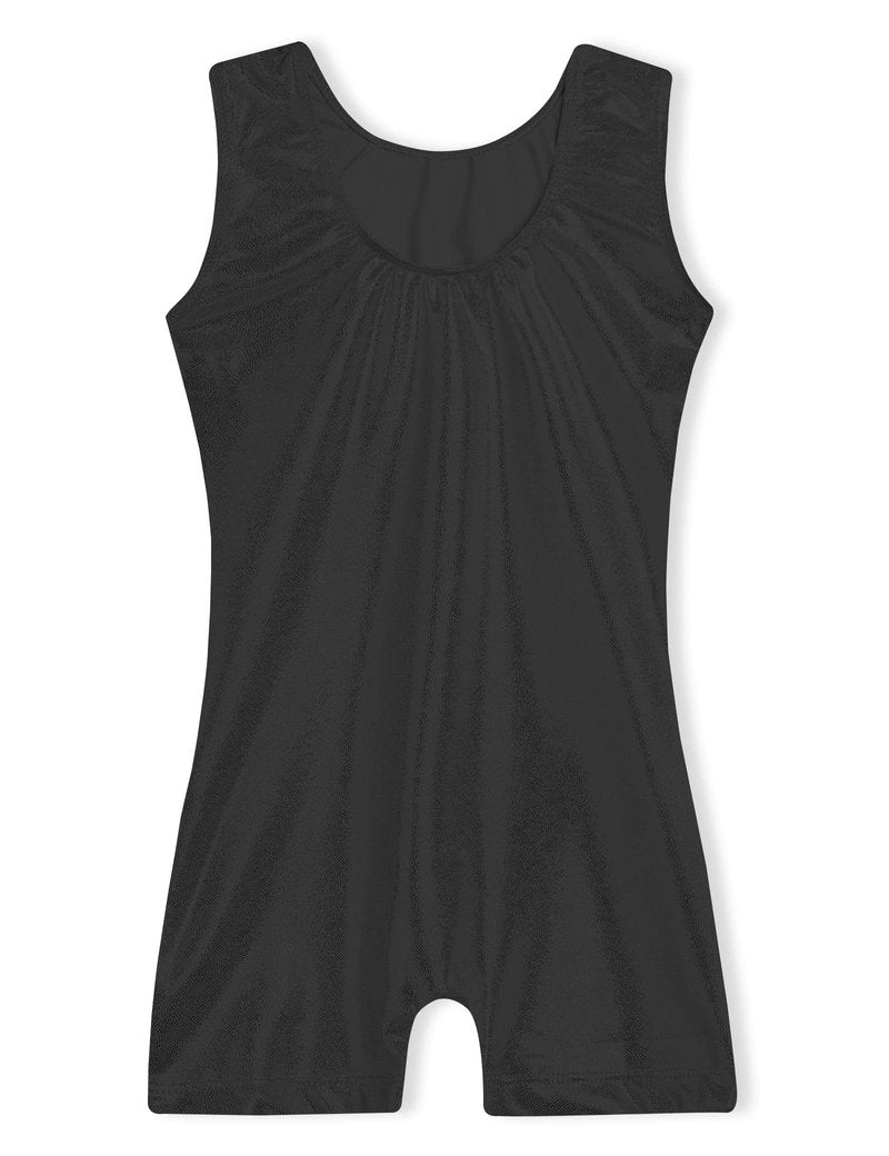 Domusgo Gymnastics Leotards for Girls 9-10 Years Old Glitter Black One Piece Unitard with Shorts