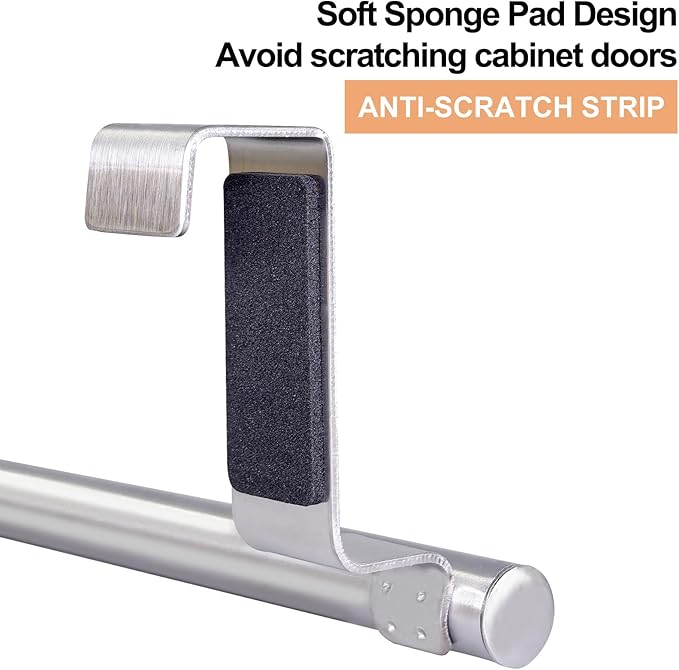 Mziart Kitchen Towel Holder, 2 Pack Over The Door Towel Rack, Over Cabinet Door Towel Bar Stainless Steel Dish Washcloth Hanger, EVA Foam Protective Pad & Non-Slip Self-Adhesive Blocks (14 Inch)