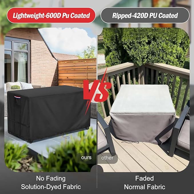 Youlvy Fire Pit Cover Rectangular 42 Inch - Waterproof Outdoor Fire Table Cover Rectangle Heavy Duty, 600D Patio Propane Gas Firepit Cover Rectangular Tear Weather Resistant - 42 x 20 x 13 Inch